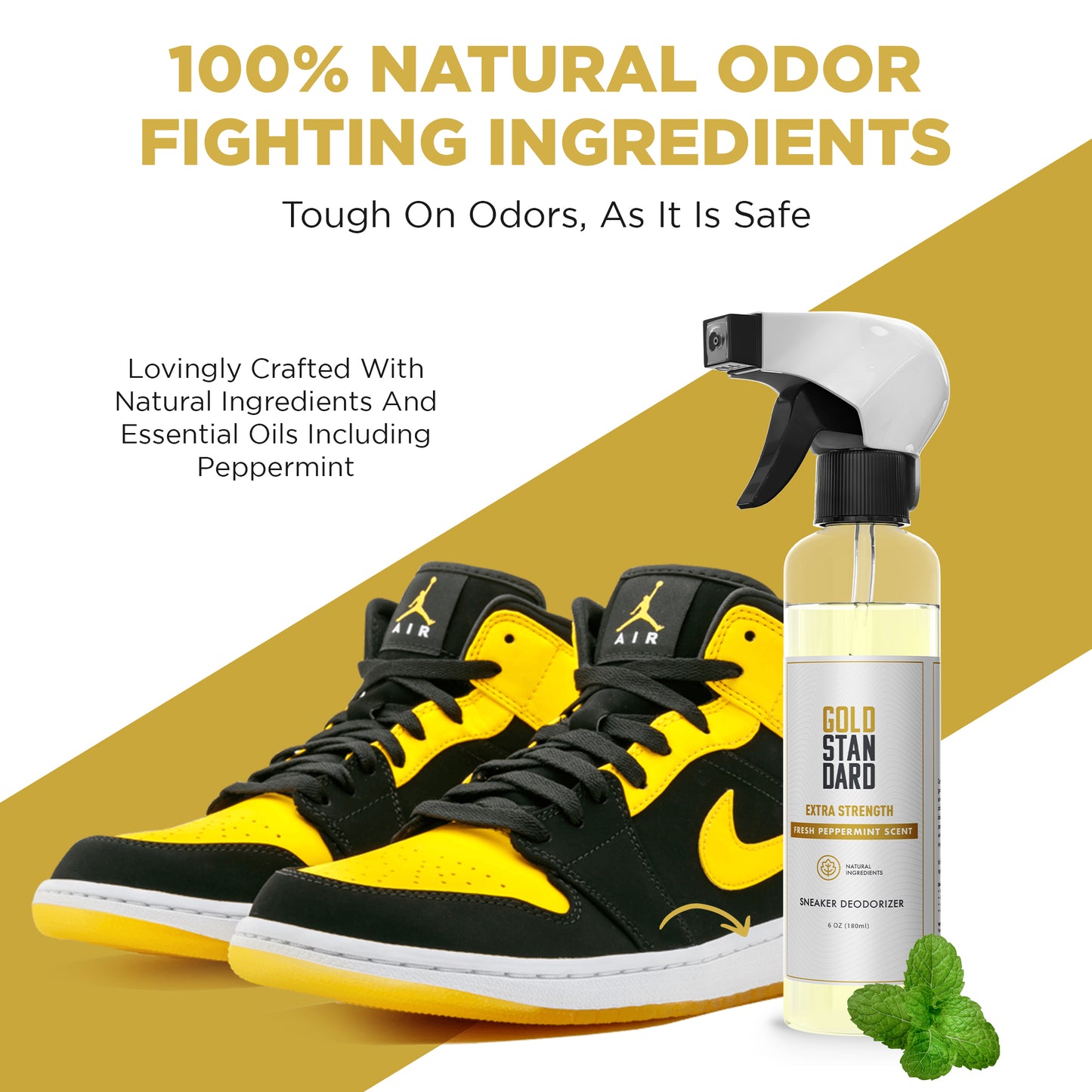 Gold Standard Natural Shoe Deodorizer Spray 6 Oz. - Fresh Peppermint