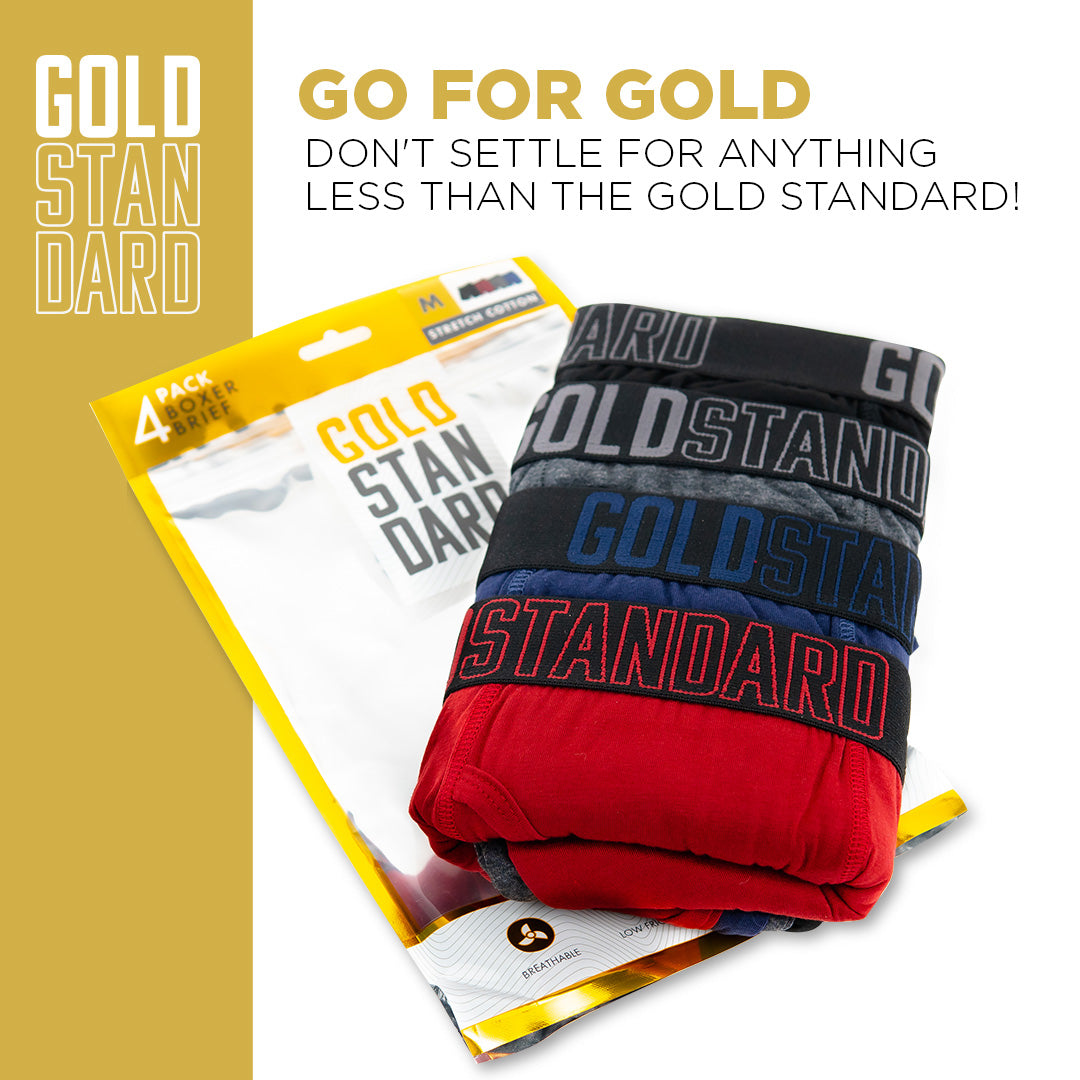 Gold Standard 4-Pack Men's Stretch Cotton Boxer Briefs