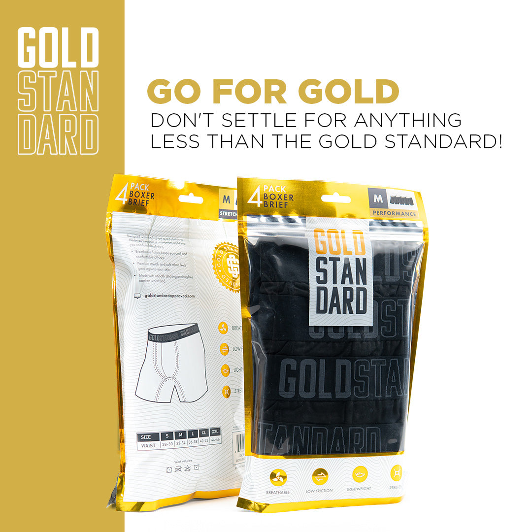 Gold Standard Men's 4-Pack Performance Boxer Briefs