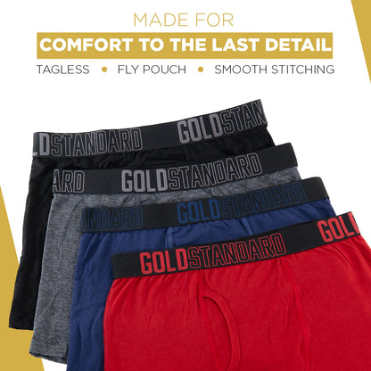 Gold Standard 4-Pack Men's Stretch Cotton Boxer Briefs